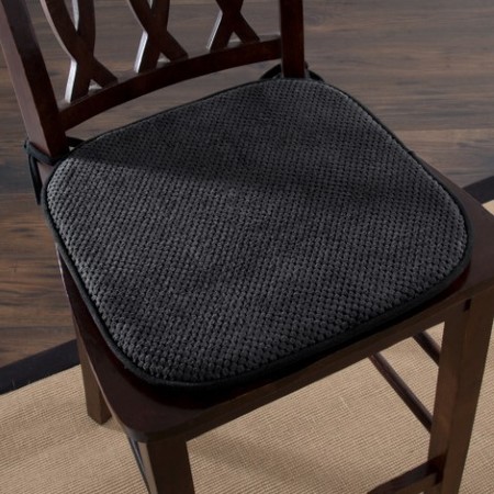 Hastings Home Memory Foam Chair Cushion for Dining, Kitchen, Outdoor Patio and Desk with Nonslip Back (Charcoal) 756645IQH